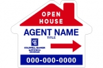 image for Open House DIRECTIONAL HOUSE-SHAPE SIGN DOUBLE SIDED - HOH 18” HEIGHT X 23.5” WIDE ON 4 MM COROPLAST. RECOMMENDED TO USE WITH STEP STAKES (SS) (NOT INCLUDED)